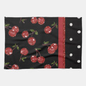 RAB Rockabilly Very Cherry Cherries Black Handtuch (Horizontal)