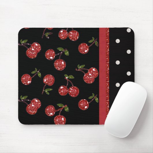 RAB Rockabilly Very Cherry Cherries Black Mousepad (Mit Mouse)