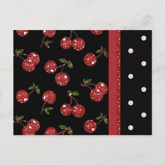 RAB Rockabilly Very Cherry Cherries Black Postkarte (Vorderseite)