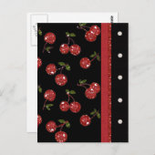 RAB Rockabilly Very Cherry Cherries Black Postkarte (Vorne/Hinten)