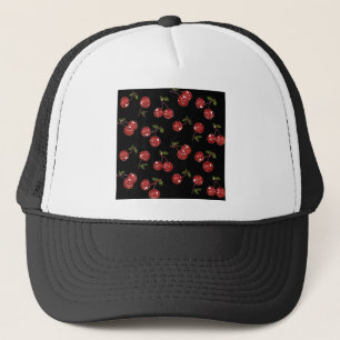 RAB Rockabilly Very Cherry Kirschen Auf Schwarz Truckerkappe