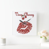 RAB Rockabilly Very Cherry Kiss Quadratische Wanduhr (Zuhause)