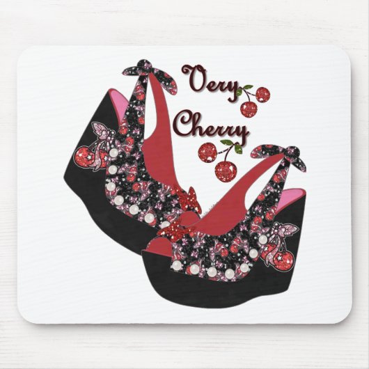 RAB Rockabilly Very Cherry Schuhe Mousepad (Vorne)