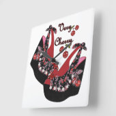 RAB Rockabilly Very Cherry Shoes Quadratische Wanduhr (Winkel)