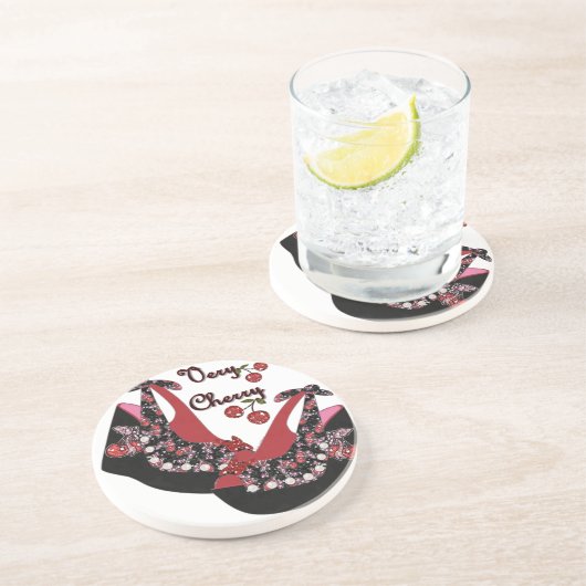 RAB Rockabilly Very Cherry Shoes Sandstein Untersetzer (Seite)