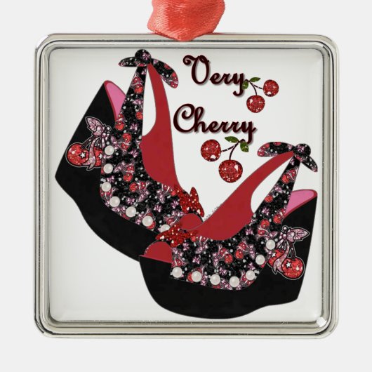 RAB Rockabilly Very Cherry Shoes Silbernes Ornament (Vorne)