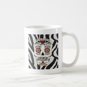 RAB Rockabilly Zucker-Schädel auf Zebradruck Kaffeetasse