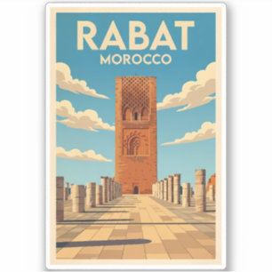 Rabat Marokko Illustration Reise Kunst Vintage Aufkleber