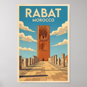 Rabat Marokko Illustration Reise Kunst Vintage Poster