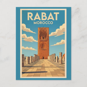 Rabat Marokko Illustration Reise Kunst Vintage Postkarte
