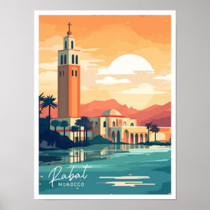 Rabat Marokko Reiseantritt Illustration Poster