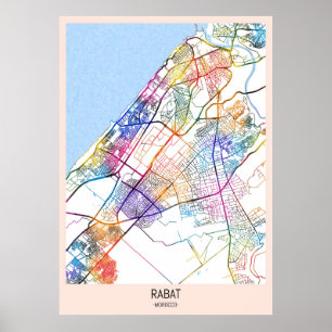 Rabat Marokko Stadtplan Poster