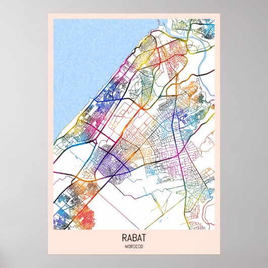 Rabat Marokko Stadtplan Poster (Vorne)