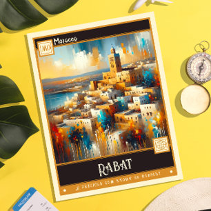 Rabat, Marokko Vintage-Gemälde Postkarte