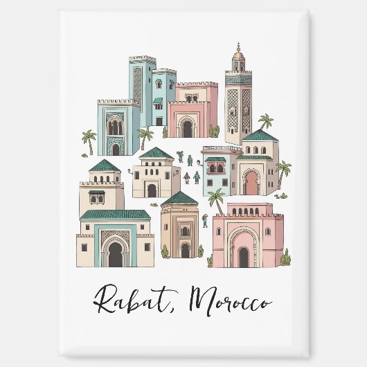 Rabat Morocco Travel Postcard Magnet (Vorderseite)