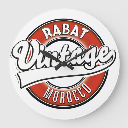 Rabat-Morocco-Vintages Logo Große Wanduhr (Vorderseite)