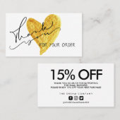 Rabatt auf die Goldherzkalligraphie Vielen Dank Visitenkarte (Vorne/Hinten)