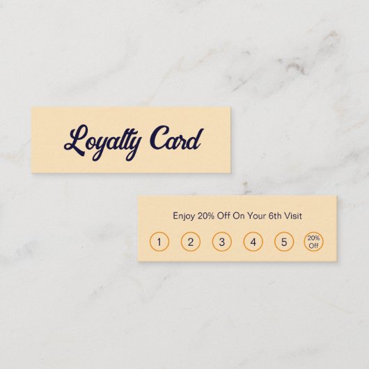 Rabatt für Business Bisque und Dark Blue Script Treuekarte (Vorne/Hinten)