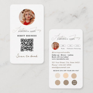 Rabatt für kleine Unternehmen QR Code Boho Beige Visitenkarte