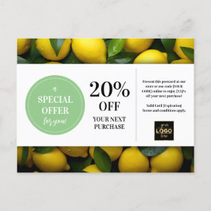 Rabatt für Lemons mit benutzerdefiniertem Coupon Postkarte