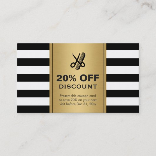 Rabatt Gutschein Friseur Salon Gold Black Scheren (Vorderseite)