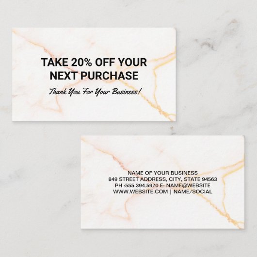 Rabatt | Marmor Visitenkarte (Vorne/Hinten)