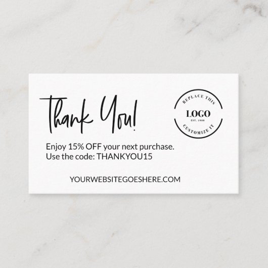 Rabattcode für benutzerdefinierbare Firmenlogos Visitenkarte (Vorderseite)