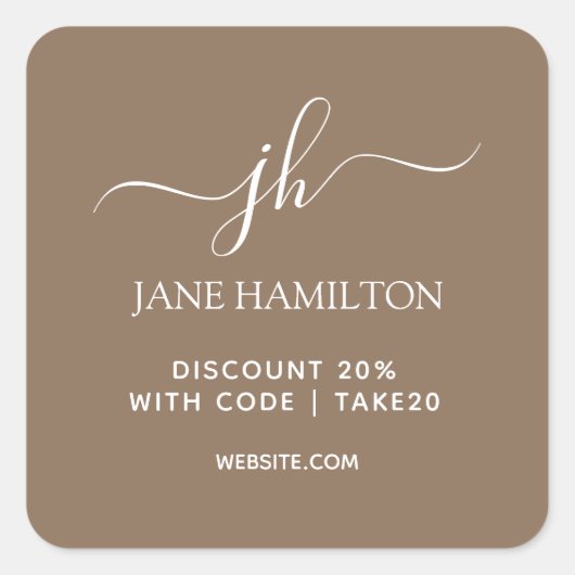 Rabattcode für Kleinunternehmen Quadratischer Aufkleber (Vorderseite)