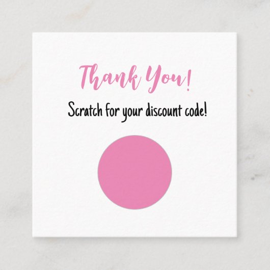 Rabattcode-ScratchOff Danke-Karte Quadratische Visitenkarte (Vorderseite)