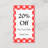 Rabattcoupon für Kariertes Rotweiß Visitenkarte (Rückseite)