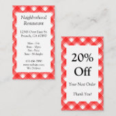 Rabattcoupon für Kariertes Rotweiß Visitenkarte (Vorne/Hinten)