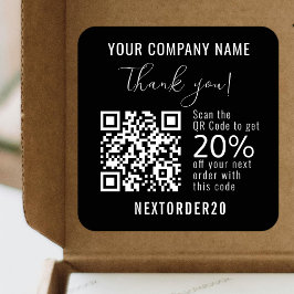 Rabattcoupon QR Code Business Black Vielen Dank Quadratischer Aufkleber