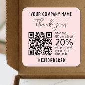 Rabattcoupon QR Code Business Pink Vielen Dank Quadratischer Aufkleber