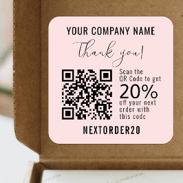 Rabattcoupon QR Code Business Pink Vielen Dank Quadratischer Aufkleber