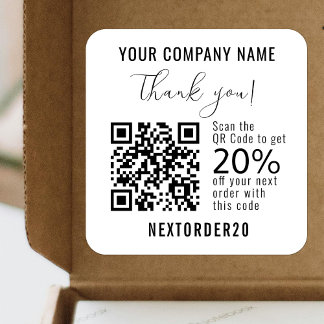 Rabattcoupon QR Code Business White Vielen Dank Quadratischer Aufkleber