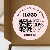 Rabattcoupon QR Code Firmenlogo Rosa Runder Aufkleber