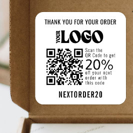 Rabattcoupon QR Code Firmenlogo Weiß Quadratischer Aufkleber
