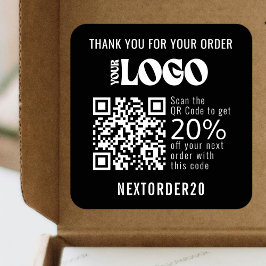 Rabattcoupon QR Code Geschäftslogo Black Quadratischer Aufkleber