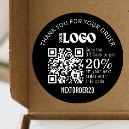 Rabattcoupon QR Code Geschäftslogo Black Runder Aufkleber