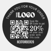 Rabattcoupon QR Code Geschäftslogo Black Runder Aufkleber (Vorderseite)