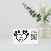 Rabattcoupon QR Code Pet Paw Visitenkarte (Stehend Vorderseite)