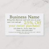 Rabattcoupon Vorlage Geschäftskarten Rabattkarte (Rückseite)