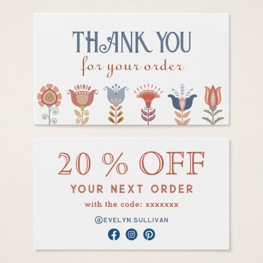 Rabattkarte für Blume der Volkskunst (Vorne & Hinten)