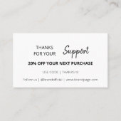 Rabattkarten Schwarzer Coupon-Code Vielen Dank Rabattkarte (Vorderseite)