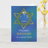 Rabbi Hanukkah Blessings Star von David Gold Look Karte (Gelbe Blume)