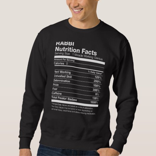 Rabbi Nutrition Facts Funny Sweatshirt (Vorderseite)