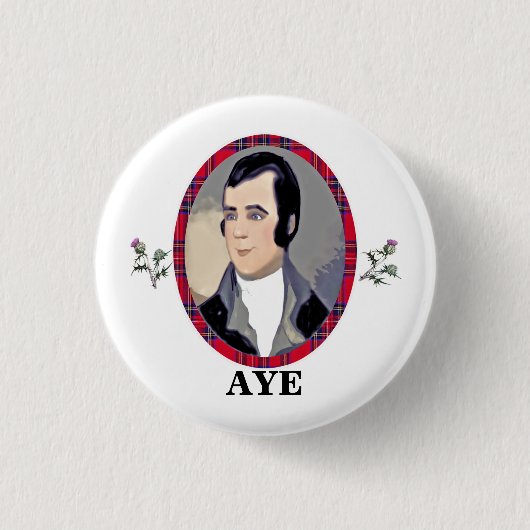 Rabbie Burns Tartan Aye Pinback Button (Vorderseite)