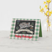 Rabbiner Weihnachtsfeiertag Gruß Grüner Karierter  Karte (Gelbe Blume)