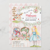 Rabbit Alice Adeventures in Wonderland Baby Shower Einladung (Vorne/Hinten)