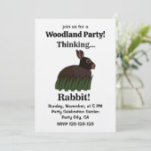 Rabbit Animal Cute Bunny Woodland Party Einladung (Stehend Vorderseite)